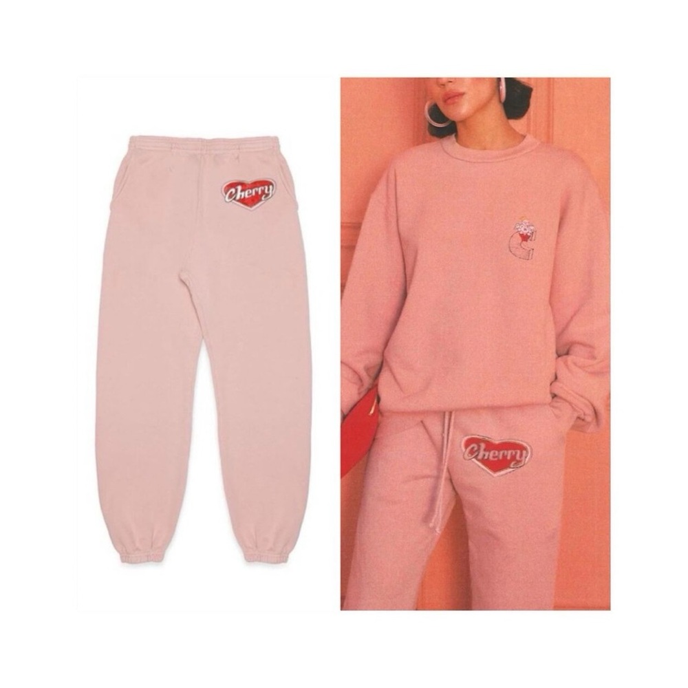 Cherry LA Valentine’s Day Sweatpants (Sz M) Limited Edition Fleece Blush Pink